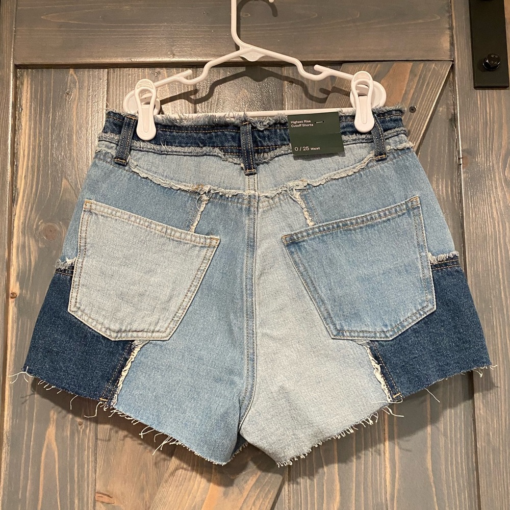 Patchwork High Rise Cut off Shorts - Size 25